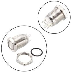 uxcell Momentary Metal Push Button Switch 12mm Mounting Dia 1NO 3-6V White LED Light