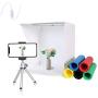 QYXINC Photo Studio Light Box with Mini Tripod，Ring Light Box with 128 LED，12.8inch Shooting Tent with 6 Color Photography Backdrop，Portable Folding Photo Studio Box with White Light Warm Light