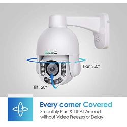 PTZ Camera Outdoor POE 5MP with Built-in Microphone for Two Way Audio, SV3C 10 LEDs Super HD Pan Tilt 5X Zoom Security Surveillance Dome IP Camera(Wired), Support SD Card Recording up to 128gb