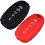 Lcyam Key Fob Cover Silicone Case Remote Holder Compatible with 2019 2020 2021 Hyundai Palisade Keyless Push Start 5 Button (Black Red)