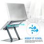Urmust Laptop Notebook Stand Holder, Ergonomic Adjustable Ultrabook Stand Riser Portable Compatible with MacBook Air Pro, Dell, HP, Lenovo Light Weight Aluminum Up to 15.6''(Blue)