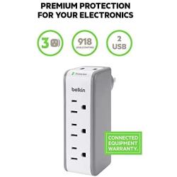 Belkin 3-Outlet USB Surge Protector, Rotating Plug (918 Joules)