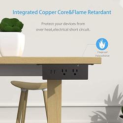 Desk Power Sockets with USB Ports,UL Approval Fast Charging Power Strip Hanging Mount Under Desk Table Edge