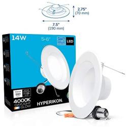 Hyperikon 6 Inch LED Recessed Lighting, 14W=75W, Retrofit Dimmable Downlight, CRI90, UL, Energy Star, Daylight White, 16 Pack
