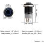 Ulincos Latching Pushbutton Switch U16F2 1NO1NC SPDT ON/Off Black Metal Shell with Blue LED Ring Suitable for 16mm 5/8'' Mounting Hole (Blue)