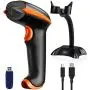 Tera Barcode Scanner Wireless Versatile 2-in-1 (2.4Ghz Wireless+USB 2.0 Wired) Rechargeable 1D Barcode Reader USB Handheld Bar Code Scanner Wireless with Stand
