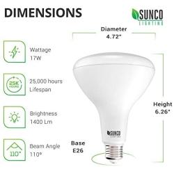 Sunco Lighting 16 Pack BR40 LED Bulb, 17W=100W, Dimmable, 2700K Soft White, 1400 LM, E26 Base, Flood Light for Home or Office Space - UL & Energy Star