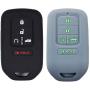 KOSMIQ 2Pcs Smart Key Fob Skin Cover Case Jakcet Shell Bag Protector for 2020 2019 2018 2017 2016 2015 Honda Accord Civic CR-V CRV Pilot EX-L Touring Premium Black Purple (Black+LightGray)