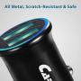 Quick Charge 3.0 Car Charger Mini 30W 4.8A Metal Dual USB Ports QC 3.0 Car Charger Adapter Flush Fit Fast Charge Car Adapter for iPhone 11/XR/Xs/Max/X/8/7, iPad Pro/Air 2/Mini, Galaxy, LG and More