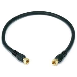 Monoprice 105359 RG6 Quad Shield CL2 Coaxial Cable with F Type Connector, 1.5Ft, Black