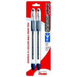 Pentel R.S.V.P. Ballpoint Pen, Fine Line, Blue Ink, 2 Pack (BK90BP2C)