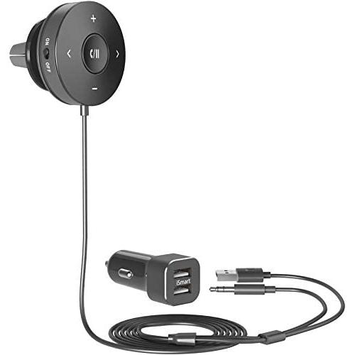 TaoTronics Bluetooth Car Kit, Bluetooth Receiver, Bluetooth 4.2 Hands-Free Audio Adapter (Built-in Microphone, CVC 6.0 Noise Cancellation, 3M Magnetic Base, Air Vent Clip, Dual 2.1A USB Car Charger)