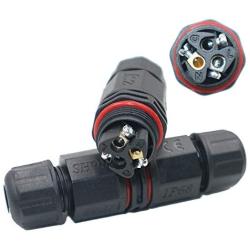 2 Pack IP68 Waterproof Electrical Junction Box Wire connection box for 2 or 3-pin Cables 0.2Inch(5mm）-0.35Inch(9mm) (2 Way)