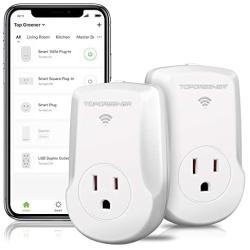 TOPGREENER Smart Plug with Energy Monitoring, 15A, 1800W, No Hub Required, Works with Alexa and Google Assistant, 2-Pack