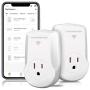 TOPGREENER Smart Plug with Energy Monitoring, 15A, 1800W, No Hub Required, Works with Alexa and Google Assistant, 2-Pack