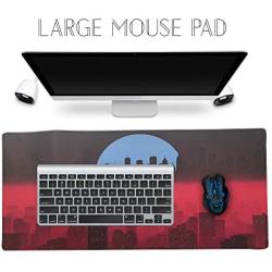 Imegny Extended Gaming Mouse Pad, Portable Keyboard & Mouse Mat with Stitched Edges + Non-Slip Rubber Base (type4 35.415.7Inch, 90x40 synthwavecity039)