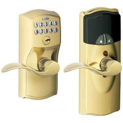 SCHLAGE FE599NX Camelot by Accent Keypad Entry with Z-Wave with 16086 Latch 10027 Strike Lifetime Brass Finish