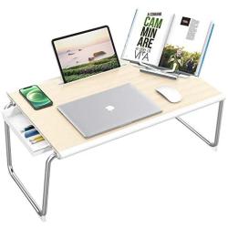[XXL Large Size] Nulaxy Laptop Bed Tray Desk,Foldable Laptop Bed Tray Table with Storage Drawer and Book Stand for Bed & Sofa , Working, Writing, Gaming, Drawing(White Oak)