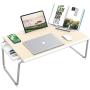 [XXL Large Size] Nulaxy Laptop Bed Tray Desk,Foldable Laptop Bed Tray Table with Storage Drawer and Book Stand for Bed & Sofa , Working, Writing, Gaming, Drawing(White Oak)