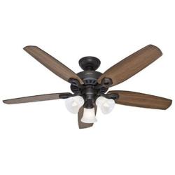 Hunter Builder Plus Indoor Ceiling Fan with LED Lights and Pull Chain Control, 52'', New Bronze