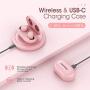 Wireless Earbuds, Mpow M12 Bluetooth Earbuds, Wireless Charging & USB-C Charging Case Bluetooth Headphones Wireless Earphones w/Mic, Bass Sound/IPX8 Waterproof/Touch Control/25 Hrs/Dual Modes, Pink