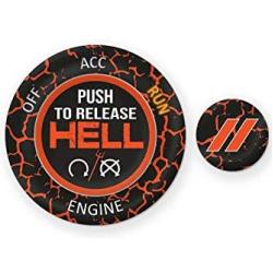 ToolEpic for Dodge Ram 1500 Challenger Charger Durango Accessories 2015-2021 - Engine Start Stop Button Overlay Go Mango Sticker Emblem - Push to Release Hell Badge Unique Style - Perfect for Decals