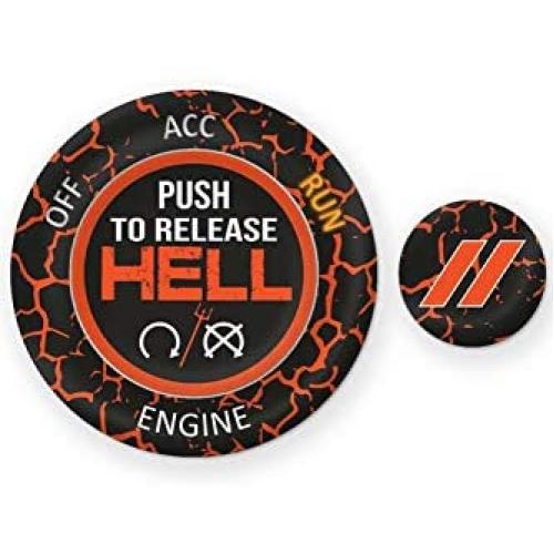 ToolEpic for Dodge Ram 1500 Challenger Charger Durango Accessories 2015-2021 - Engine Start Stop Button Overlay Go Mango Sticker Emblem - Push to Release Hell Badge Unique Style - Perfect for Decals
