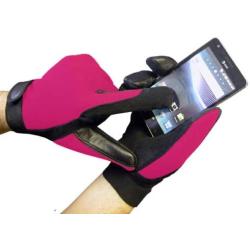 Boss Tech Products, Inc. BTP-GLV-MECPNK Mechanics Style Touch Screen Gloves for All Touch Screen Electronic Devices - Retail Packaging - Black/Pink