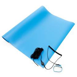 Bertech-3059 ESD Three Layer Vinyl Mat Kit (Made in USA), 2 Feet Wide x 6 Feet Long x 0.094 Inches Thick, Blue, Includes a Wrist Strap and Grounding Cord, RoHS and REACH Compliant