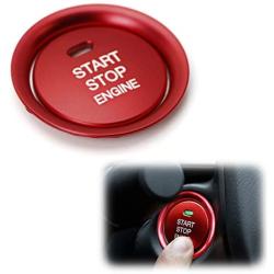 iJDMTOY 2pc Set Red Aluminum Keyless Engine Push Start Button & Surrounding Decoration Ring Compatible With Mazda 3 6 CX-3 CX-5 CX-9 MX-5 w/Push Start Engine Feature