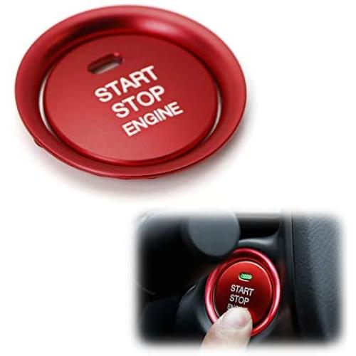 iJDMTOY 2pc Set Red Aluminum Keyless Engine Push Start Button & Surrounding Decoration Ring Compatible With Mazda 3 6 CX-3 CX-5 CX-9 MX-5 w/Push Start Engine Feature