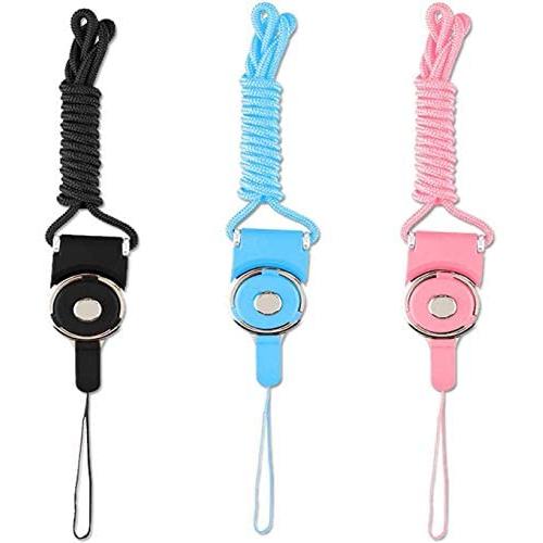 Phone Neck Strap Lanyard Quick Release ID Holder Neck Lanyard,3 PCS 19'' Detachable Necklace Neck Band,Whistles Strap for iPhone,ID Badge Holder with a Lanyard Hole-Black+Sky Blue+Pink