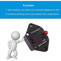 wohhom Hi-Amp 100Amp Circuit Breaker 12V-32V DC Waterproof, 20-300A Fuse Inverter with Manual Reset Button for Auto Truck RV Marine, Panel Mount (100A)