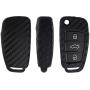 M.JVisun Soft Silicone Rubber Carbon Fiber Texture Case for Audi Flip Car Remote Key Fob Cover for Audi A1 A3 A4 A6 A8 Quattro Q2 Q3 Q7 R8 RS3 RS6 S3 S6 TT TTS Remote Key - Black - Weave Keychain