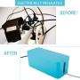 Patioer Cable Management Organizer Box Power Strips Hider Power Cords Hider for Desk, TV, Computer, USB Hub,Cords (Set of Three) Blue