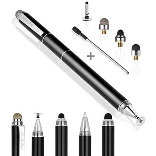 Penyeah Stylus Pen, 4 in 1 Disc Stylus Pens for Touch Screens, High Precision and Sensitivity Universal Capacitive Stylus, Stylist for Tablets,iPhone,iPad,Laptops with 4 Replacement Tips - Black
