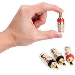 2 Pairs 4mm Banana Plug Socket Connector Binding Post for Amplifier Speaker Terminal Socket Connector & Audio Video Cable Plugs & Adapter (Large-Short)