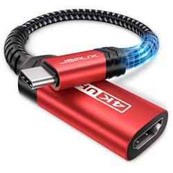 USB-C to HDMI Female Adapter 4K@60Hz, JSAUX USB Type-C to HDMI Adapter Cord [Thunderbolt 3 Compatible], for MacBook Pro 2018 2017, Samsung Galaxy S20 Ultra S20+ Note 10 S10 S9 S8 Plus, Dell XPS 15-Red
