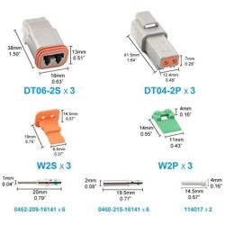 JRready ST6112 DT Connector 2 Pin Gray Waterproof Electrical Wire Connector with Deutsch Solid Contacts and Seal Plug,3 Sets