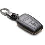 Vitodeco Genuine Leather Remote Key Fob Case Cover Protector with Key Chain for 2019 Toyota Corolla Hatchback, Rav 4, Avalon, Camry, Prius, C-HR (3 Buttons, Black)