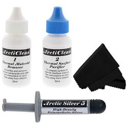 ArctiClean Kit 1 & 2 Thermal Paste Compound Remover + Arctic Silver 5 Thermal Compound Paste 3.5g + Microfiber Cloth (Value Pack)