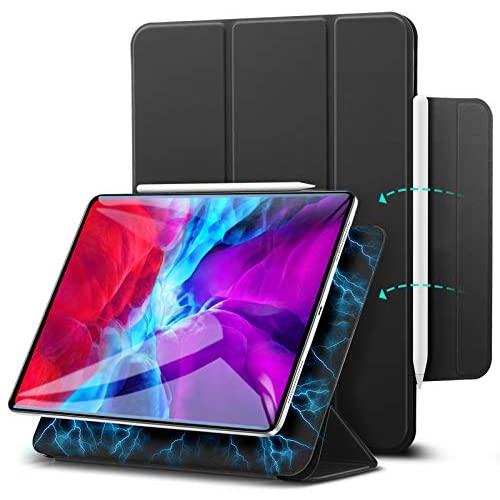 ESR Rebound Magnetic Smart Case for iPad Pro 12.9'' 2020 & 2018, Convenient Magnetic Attachment [Supports Pencil Pairing & Charging] Smart Case Cover, Auto Sleep/Wake Trifold Stand Case - Black