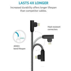 MFI Certified 5Pack iPhone Cable Right Angle iPhone Made for Lightning Cable for Apple 90 Degree USB Fast Charging Compatible 12 11 Pro Max XR XS Max X 10 8 7 6s 6 Plus 5 5s SE 2020, iPad Pro