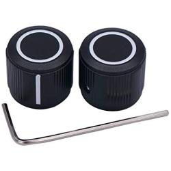 Taiss / 2pcs Black Aluminum Rotary Electronic Control Potentiometer Knob For 6 mm Diameter Shaft, Volume Control Knob, Audio knob, Guitar Knob，Switch Knob, 19mm dia. x 17mm height Knob-1
