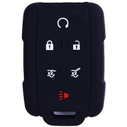 WERFDSR Sillicone key fob Skin key Cover Remote Case Protector Shell for 2015 2016 Suburban Tahoe GMC Yukon Smart Remote black