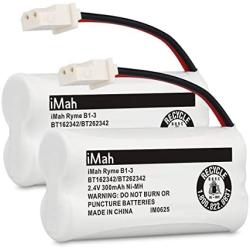 iMah BT162342/BT262342 2.4V 300mAh Ni-MH Cordless Phone Batteries Compatible with VTech CS6719 CS6409 CS6419 CS6429 CS80100 AT&T CL81101 EL5210 EL52400 Handset Telephone, Pack of 2