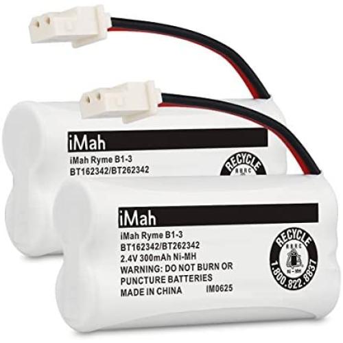 iMah BT162342/BT262342 2.4V 300mAh Ni-MH Cordless Phone Batteries Compatible with VTech CS6719 CS6409 CS6419 CS6429 CS80100 AT&T CL81101 EL5210 EL52400 Handset Telephone, Pack of 2
