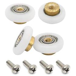Dia 19mm Stainless Steel Shower Door Wheels Rollers Runners, White, 19mm x 5mm (4pcs)