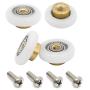 Dia 19mm Stainless Steel Shower Door Wheels Rollers Runners, White, 19mm x 5mm (4pcs)
