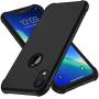 ORETECH Designed for iPhone XR Case, with[2 x Tempered Glass Screen Protector] 360 Full Body Shockproof Anti Scratch Protection Cover Hard PC Soft Rubber Silicone Case for iPhone XR 6.1 2018 Black